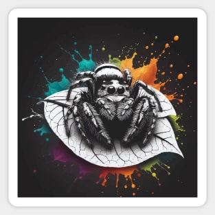 Monochromatic Jumping Spider With Colorful Splash Sticker